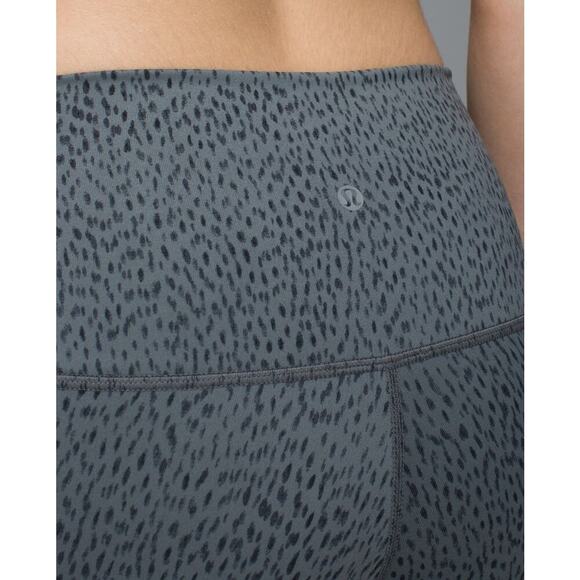 LULULEMON Wunder Under Crop II Luon Roll Down Sz 4 Dottie Dash Slate Black - Picture 3 of 11
